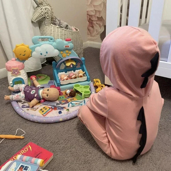 Pink Dinosaur Hooded Jumpsuit 12-18 Months, Unisex - Picture 2 of 7